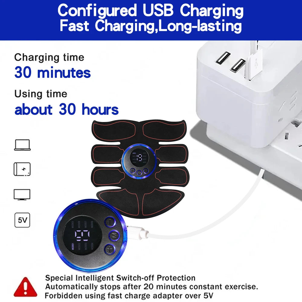 8 Modes EMS Wireless Muscle Stimulator Fitness Trainer ABS Abdominal Electric Weight Loss Slimming Massageador USB Charging2026