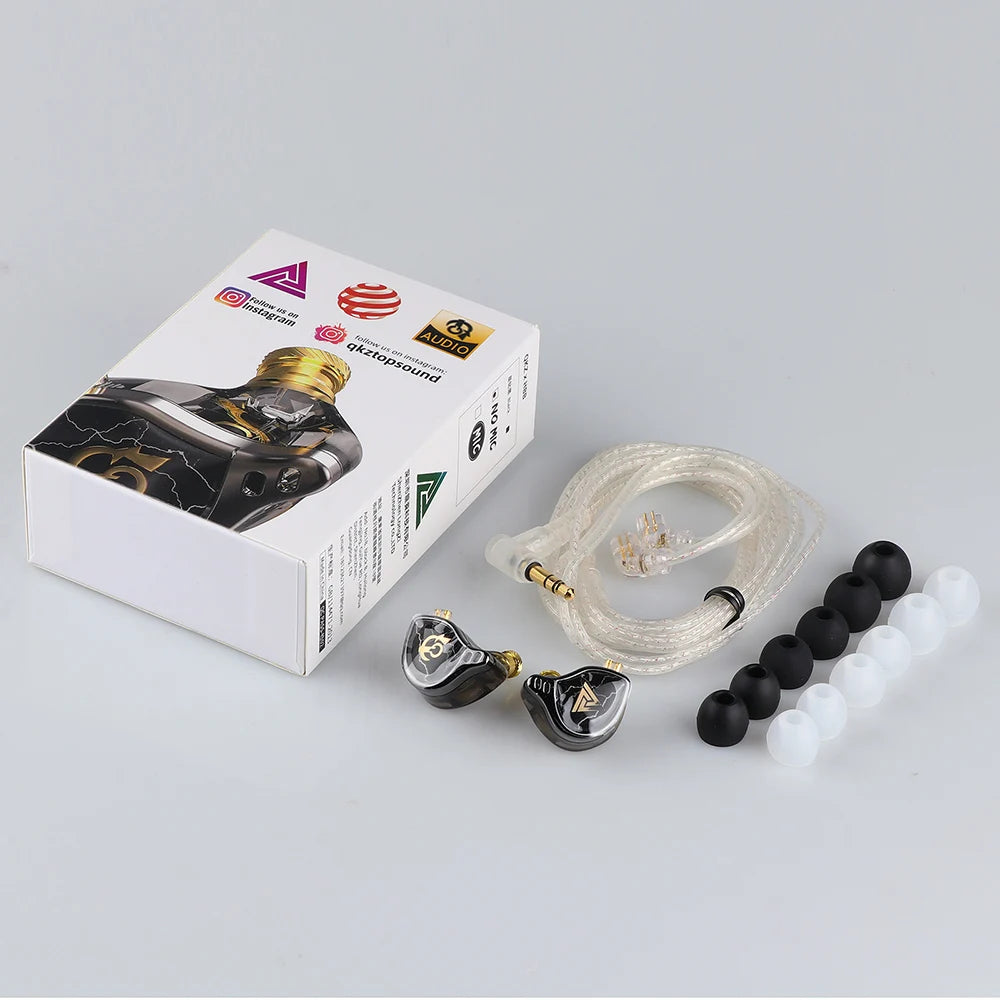 QKZ x HBB 10mm Titanium-Coated Diaphragm HiFi In Ear Monitor Earphones Semi-open Cavity CNC Aluminum Alloy Faceplate