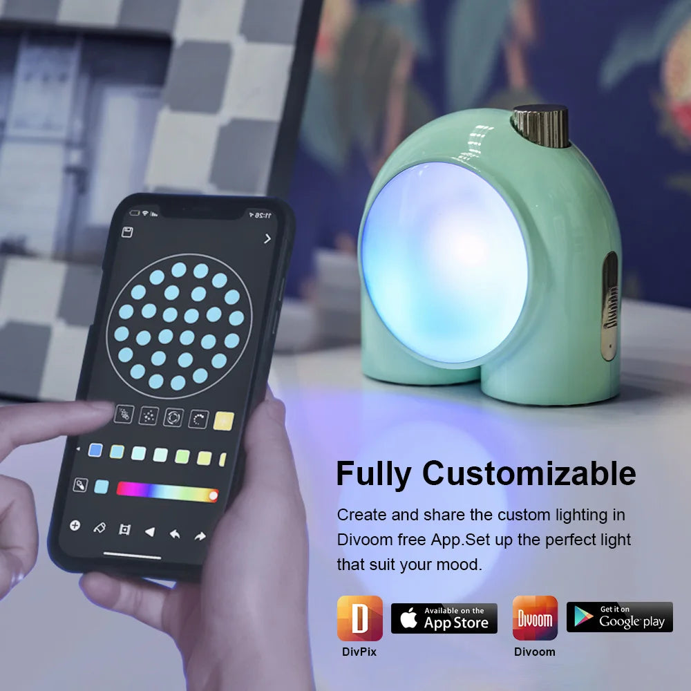 Divoom Planet-9 Decorative Mood Lamp with Programmable RGB LED Light Effects, Neon Light Atmosphere Bedside Lamp, Music Control