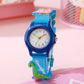 Cute and fashionable dinosaur pattern silicone watch band with colorful plastic dial, simple quartz wristwatch, suitable for Chr