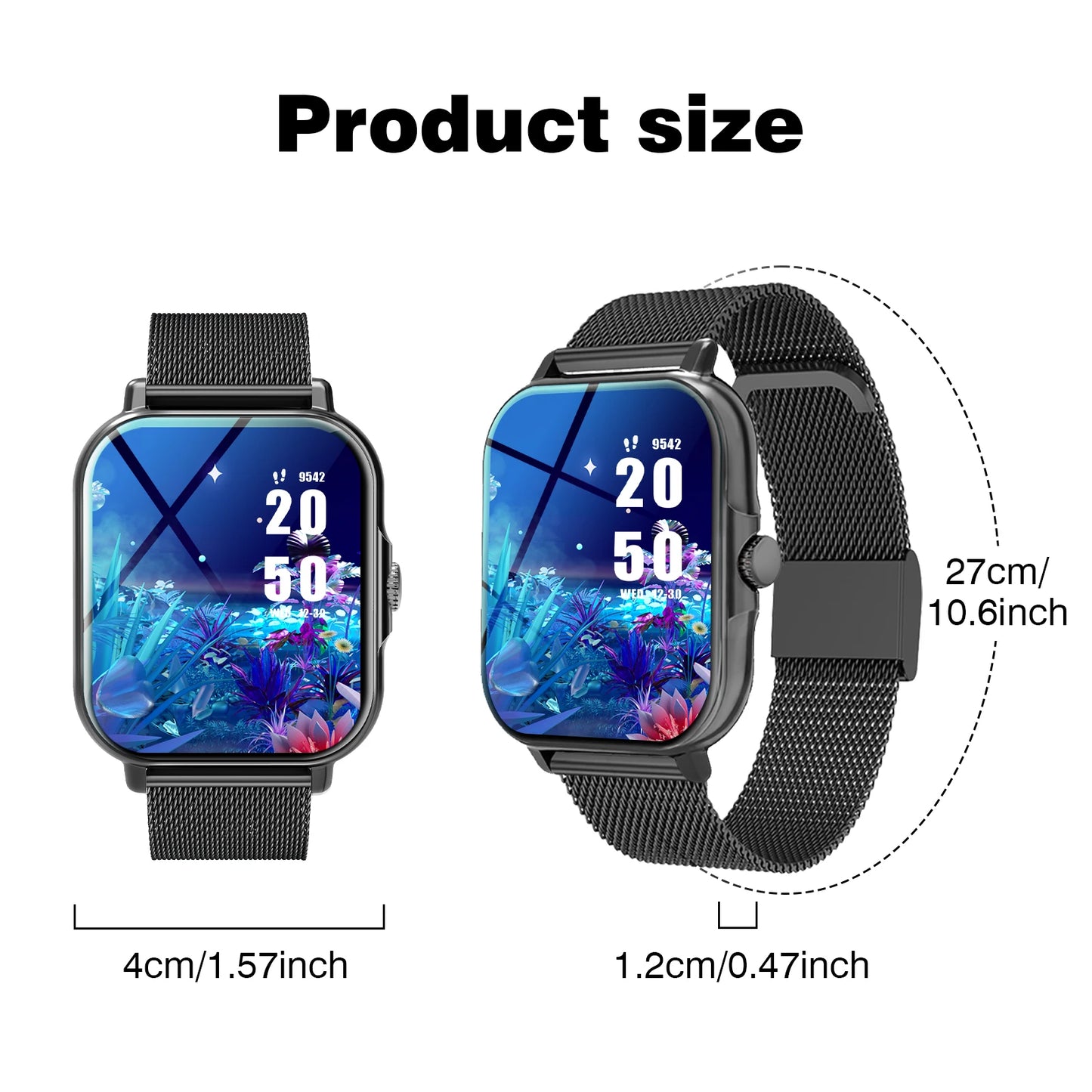 Smart Watch, Wireless Calling/dialing, Message Reminder View, Various APP Reminders, Suitable for IPhone/Andriod,