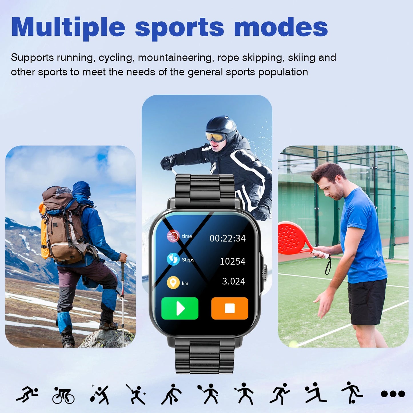 Smart Watch, Wireless Calling/dialing, Message Reminder View, Various APP Reminders, Suitable for IPhone/Andriod,