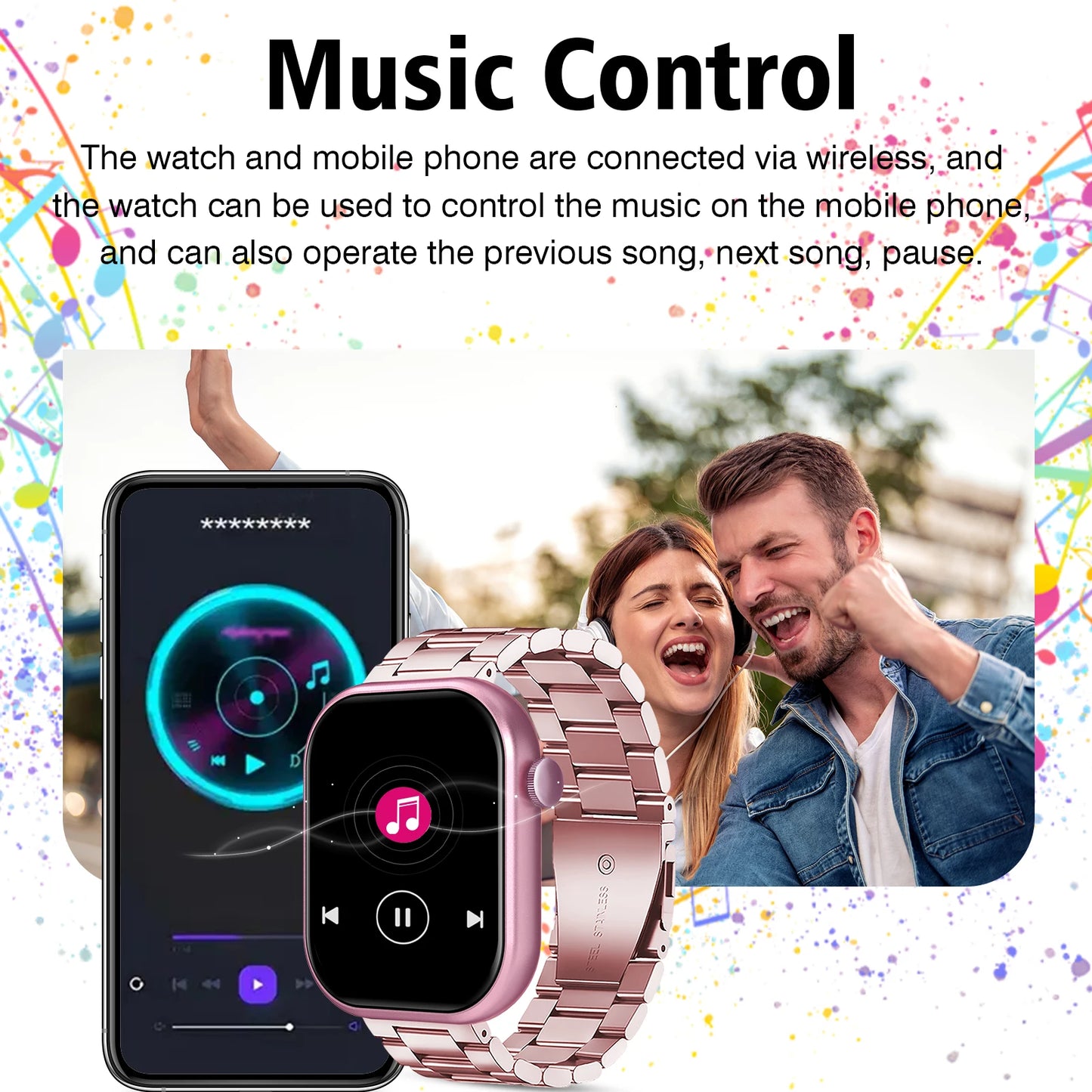 2.01 HD Screen Smart Watch, Bluetooth Calling, Message Reminder, Multi-sport Mode, Compatible with IPhone/Android Phones