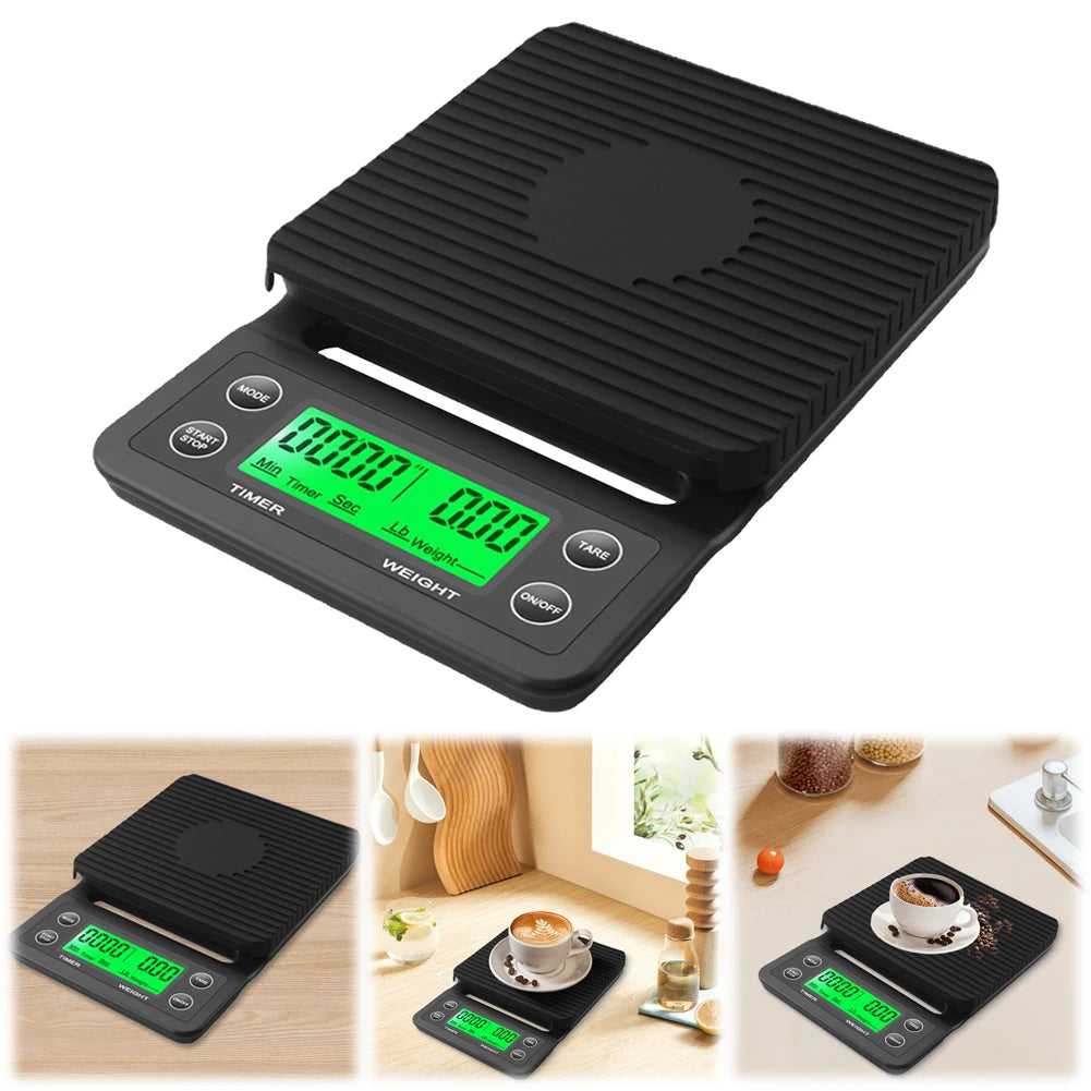 5/3kg LCD Electronic Drip Coffee Scale 0.1g Coffee Dropping Scale With Timer Digital Kitchen Scale Portable Kitchen Weight Scale