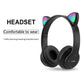 Wireless Headphones Cat Ear Gaming Headset Glow Light Bluetooth-Compatible Helmets Stereo Bass Sports Headphones for PC Phone