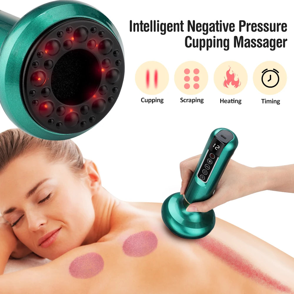 Electric Cupping Device 12 Levels Vacuum Cupping Cans USB Rechargeable Scraping Cupping Cans Suction Massage Apparatus