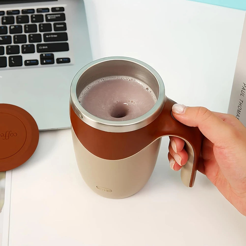 13oz Automatic Stirring Coffee Mug Leakproof Electric Magnetic Mixing Cup Stainless Steel Travel Coffee Cup for Home Kitchen