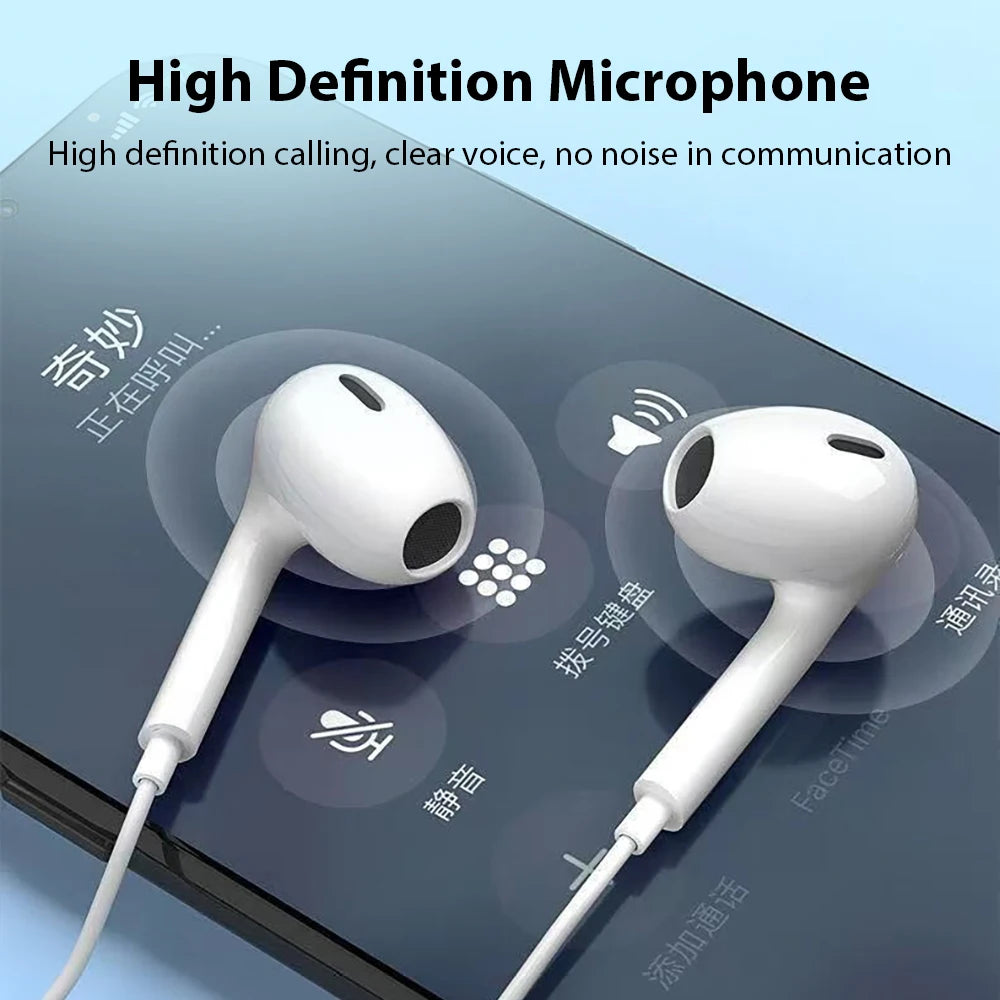 Type C 3.5mm Jack Wired Headphones For iPhone 17 16 15 For Samsung Xiaomi Huawei Half In Ear Earphones With Microphone Earbud
