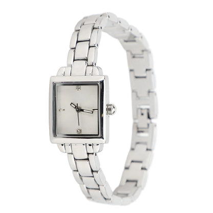 Clearance Deal Women Stainless Steel Wristwatch Rhinestone Fashionable Rectangular Water Proof 30m Date Lady Watch for Daily Use