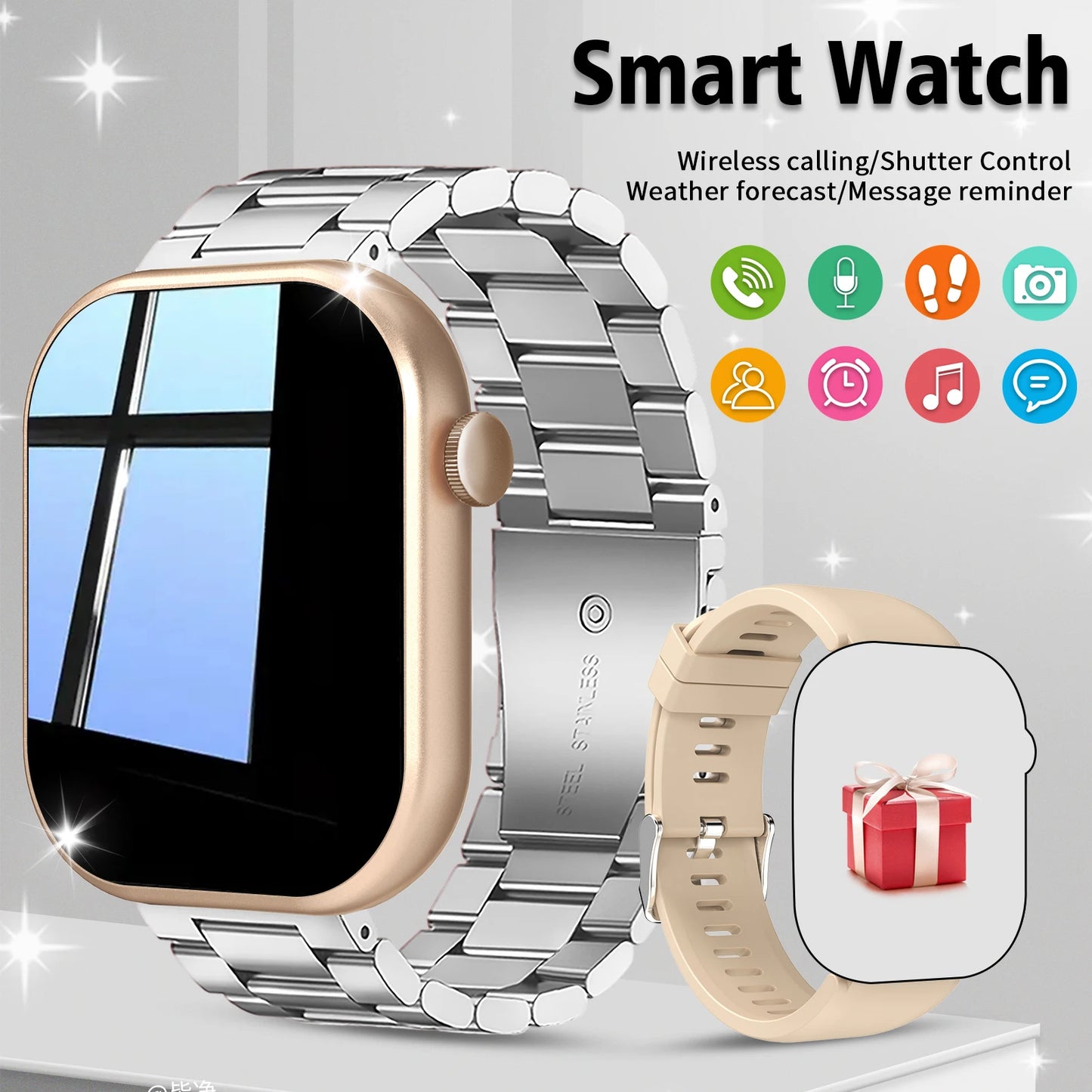 2.01 HD Screen Smart Watch, Bluetooth Calling, Message Reminder, Multi-sport Mode, Compatible with IPhone/Android Phones