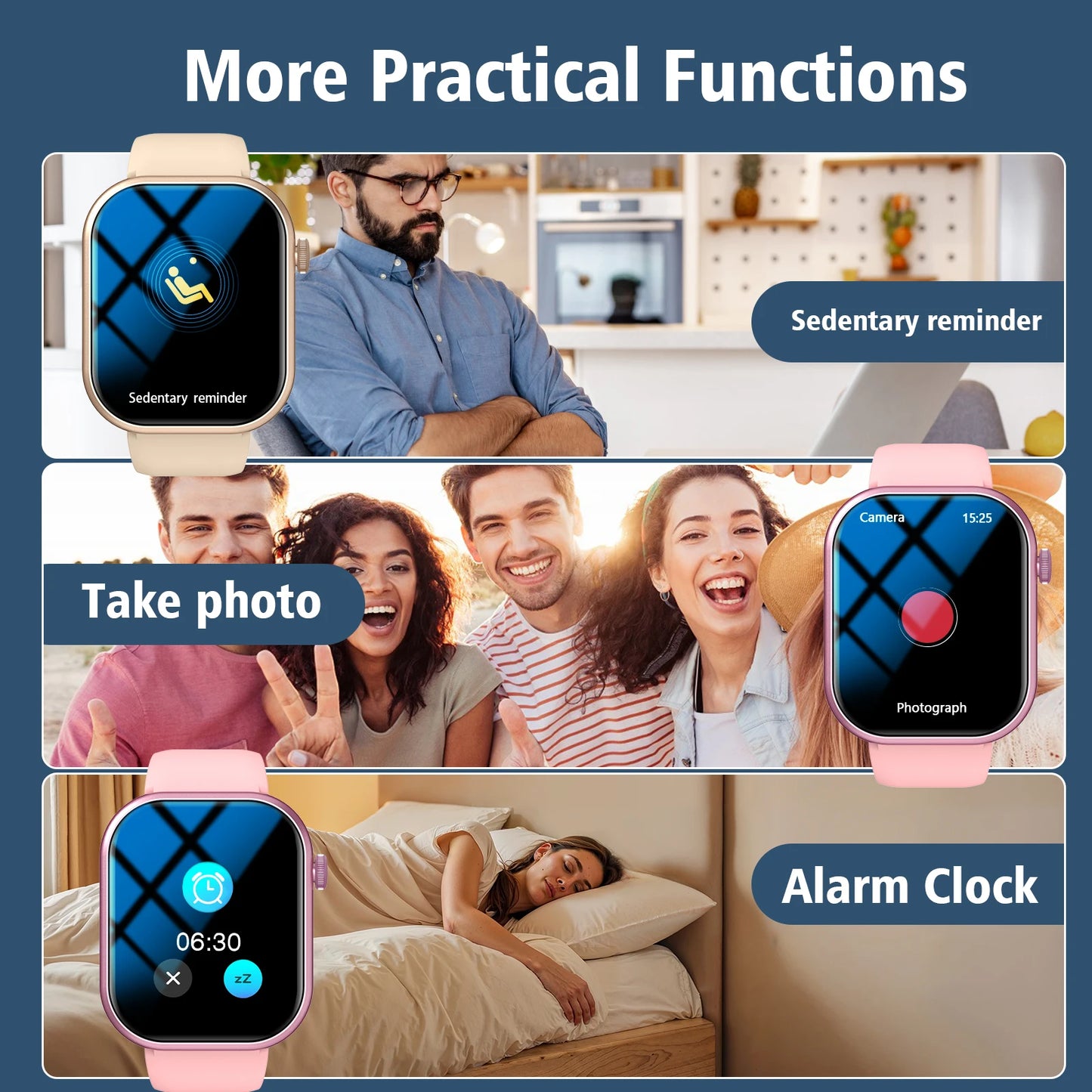 2.01 HD Screen Smart Watch, Bluetooth Calling, Message Reminder, Multi-sport Mode, Compatible with IPhone/Android Phones