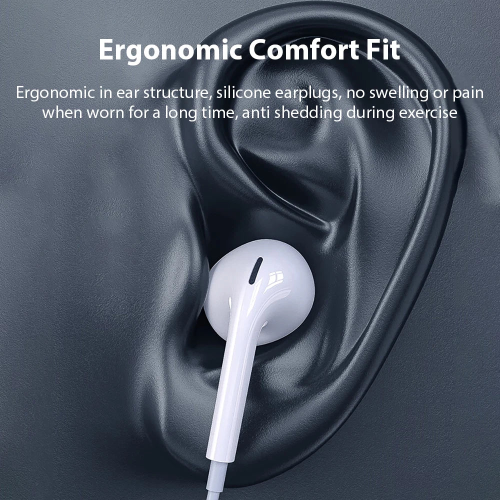 Type C 3.5mm Jack Wired Headphones For iPhone 17 16 15 For Samsung Xiaomi Huawei Half In Ear Earphones With Microphone Earbud