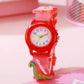 Cute and fashionable dinosaur pattern silicone watch band with colorful plastic dial, simple quartz wristwatch, suitable for Chr
