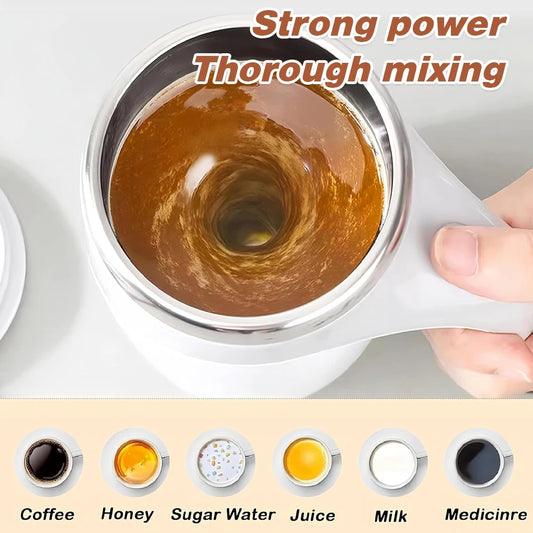 13oz Automatic Stirring Coffee Mug Leakproof Electric Magnetic Mixing Cup Stainless Steel Travel Coffee Cup for Home Kitchen