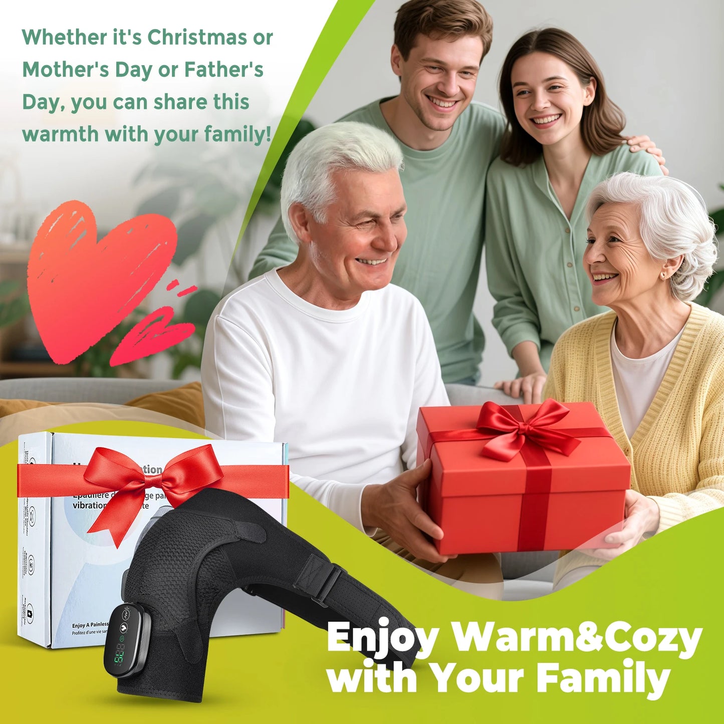 Electric Shoulder Massage Belt Brace Cordless Vibration Physiotherapy Muscle Relaxation Massager for Knee Elbow Support Strap