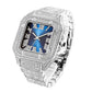 Aokaishen Iced Out Diamonds Watches 2023 Trend Stainless Steel Wristwatches for men Full Stones Zircon Quartz Square Gift