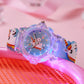 Cute cartoon unicorn party pattern luminous watch with transparent case, silicone band and quartz movement, suitable for Christm