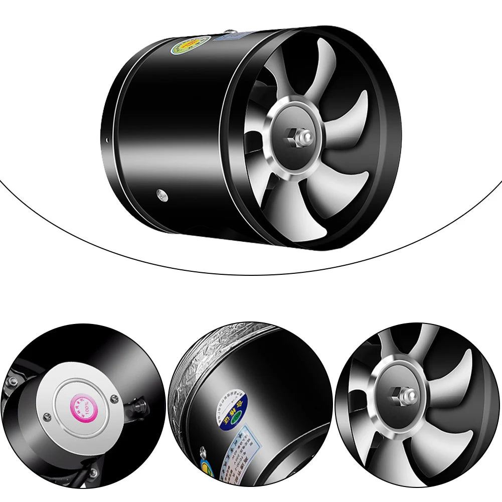 4 6 8 Inch Pipe Air Ventilator 2800RPM Pipe Ventilation Fan Metal Mini Extractor Low Noise Duct Fan for Kitchen Washroom Canteen