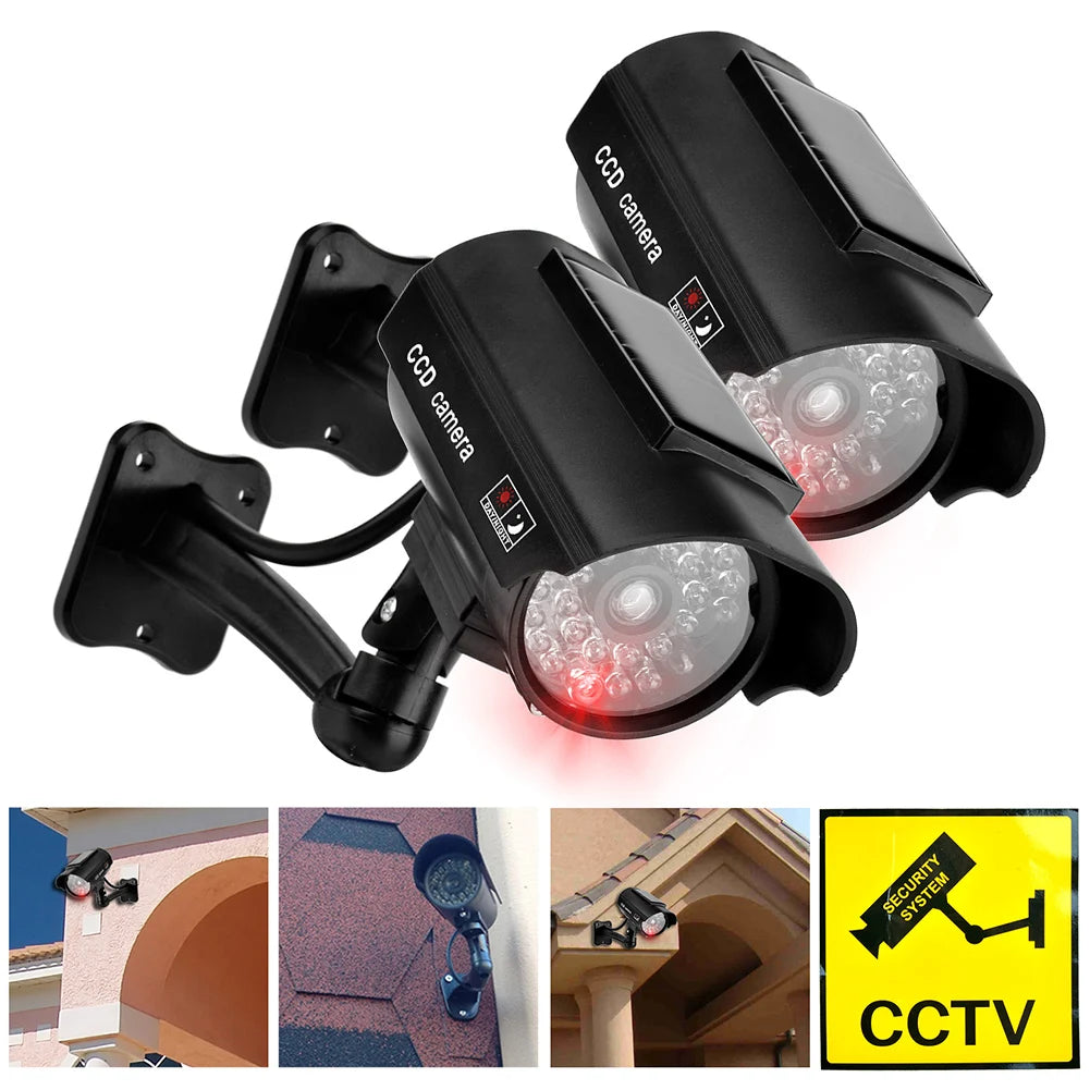 Dummy CCTV Camera Weatherproof Fake Imitation Camera with Flashing Red LED Light CCTV Security Camera Indoor Or Outdoor Use