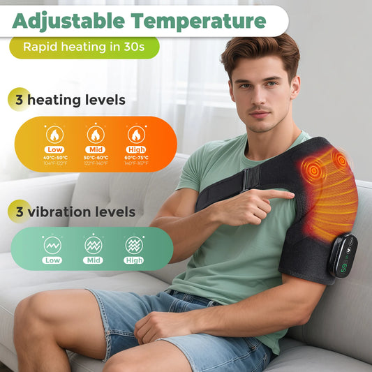 Electric Shoulder Massage Belt Brace Cordless Vibration Physiotherapy Muscle Relaxation Massager for Knee Elbow Support Strap