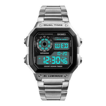 50M Waterproof Outdoor Sports Wristwatch Countdown Timer Digital Watch with LED Backlight Dual Time Alarm Sports Wrist Watch