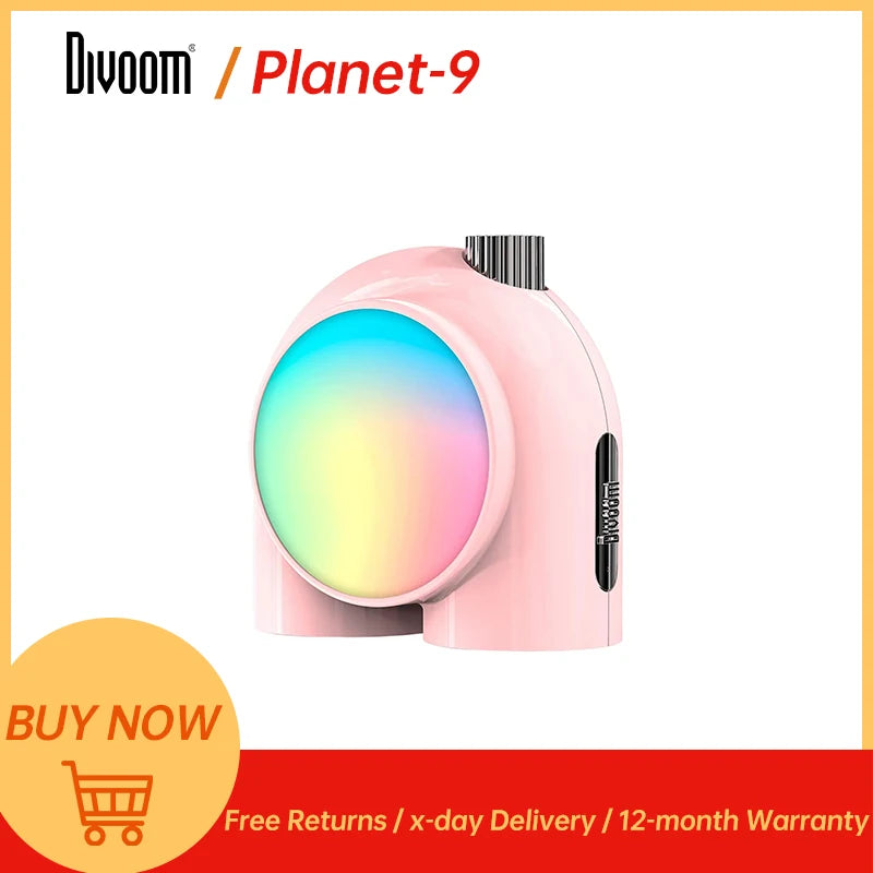 Divoom Planet-9 Decorative Mood Lamp with Programmable RGB LED Light Effects, Neon Light Atmosphere Bedside Lamp, Music Control