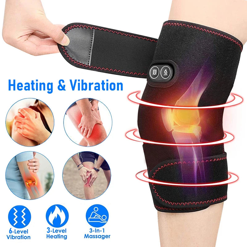Electric Heated Vibration Knee Massage Pad 3 in 1 Massager for Shoulder Elbow Hot Compress Thermal Joint Brace Muscle Relaxation