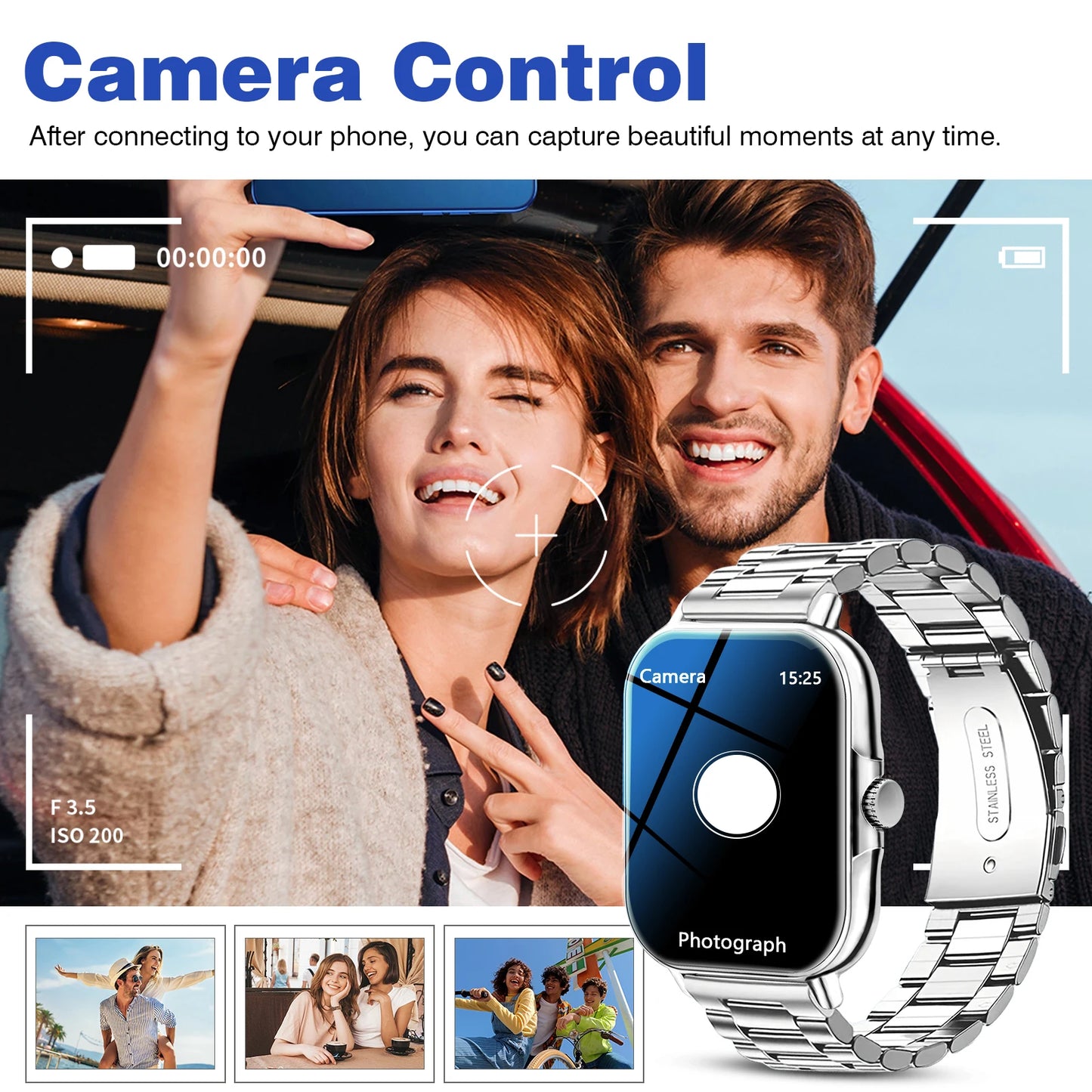 Smart Watch, Wireless Calling/dialing, Message Reminder View, Various APP Reminders, Suitable for IPhone/Andriod,