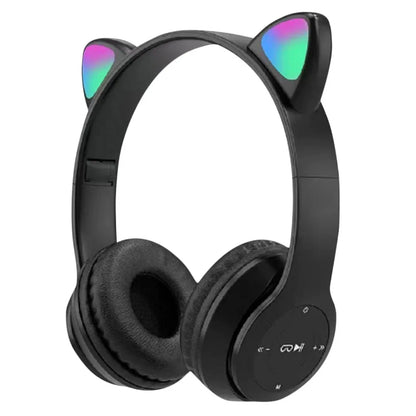 Wireless Headphones Cat Ear Gaming Headset Glow Light Bluetooth-Compatible Helmets Stereo Bass Sports Headphones for PC Phone
