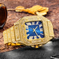 Aokaishen Iced Out Diamonds Watches 2023 Trend Stainless Steel Wristwatches for men Full Stones Zircon Quartz Square Gift