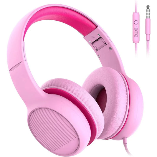 Wired Kids Headphones, 85dB/94dB Volume-Limited, 3.5mm, HD Mic, Audio Sharing, Foldable for School/Travel, Toddler Headsets