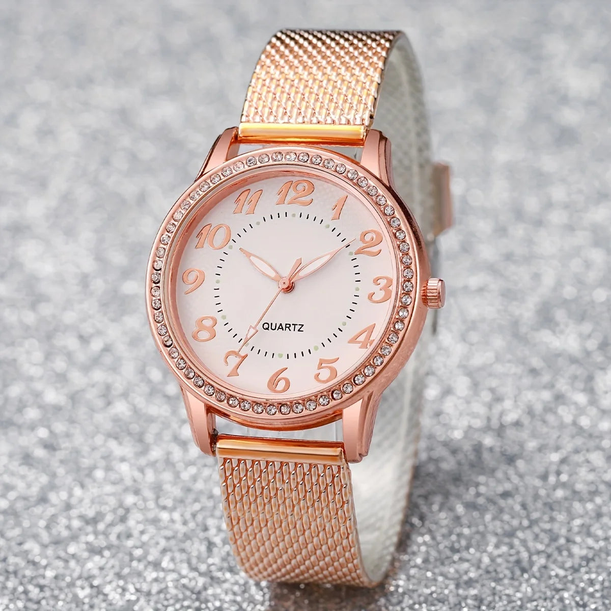 2pcs/set Women's Watch Fashion PU Quatrz Watch With Heart-shaped Bracelet Set (Box Not Included )