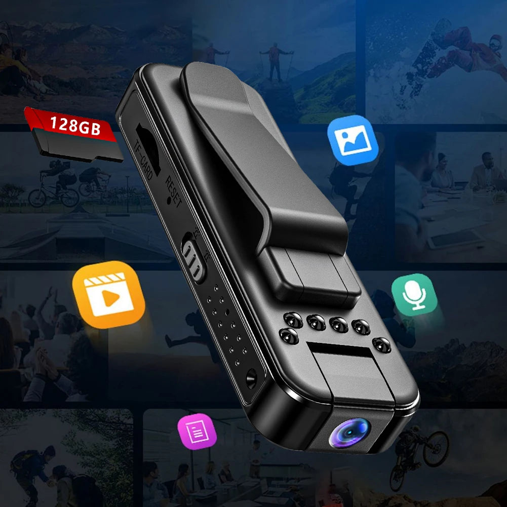 HD 1080P Miniature Camcorder Small Body Camera Police Body Cam with Back Clip Infrared Night Vision Video Surveillance Camcorder