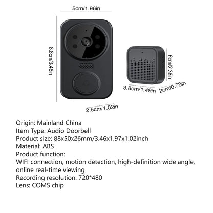 WiFi Smart Audio Doorbell Camera 2-Way Audio Wireless Visual Intercom Doorbell with Remote Monitor Indoor Outdoor Surveillance