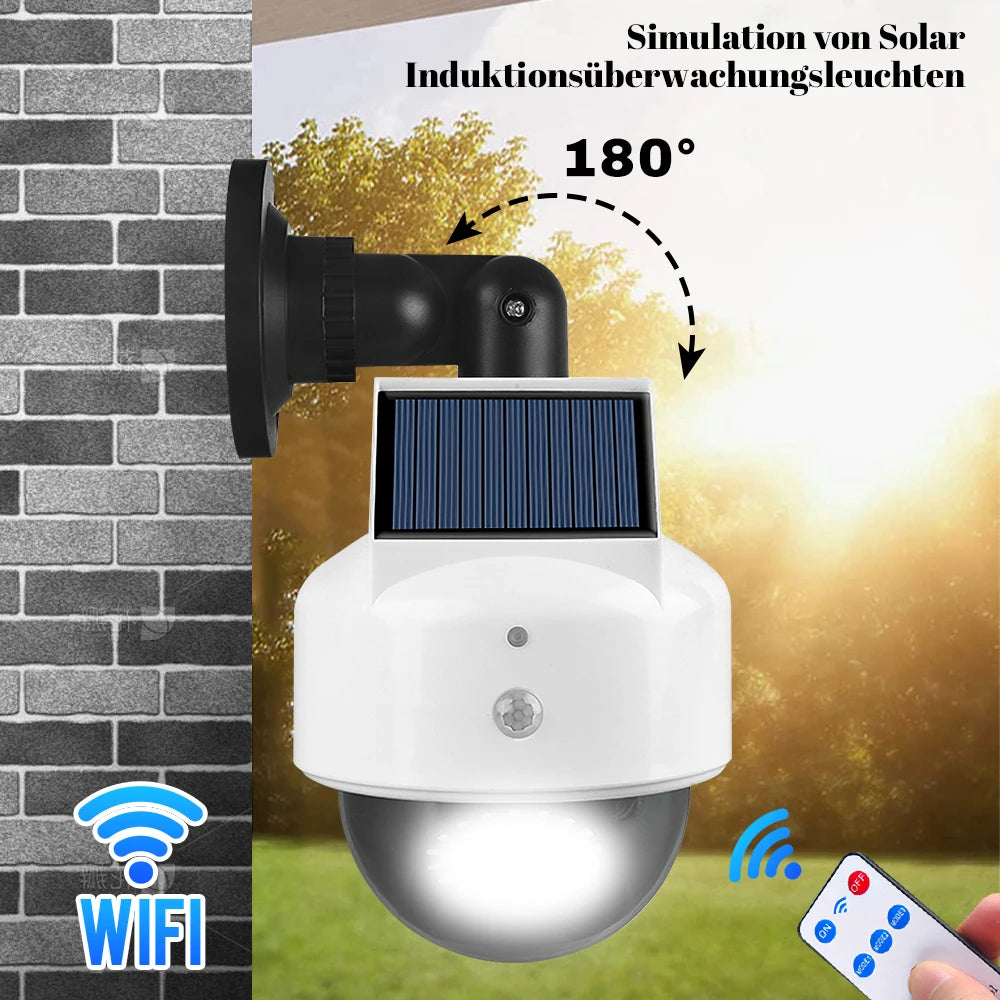 Outdoor Sensor Solar  Lights Remote Control Powered Simulation Monitoring Wall Lamp Fake Security Camera for Porch Garden Patio