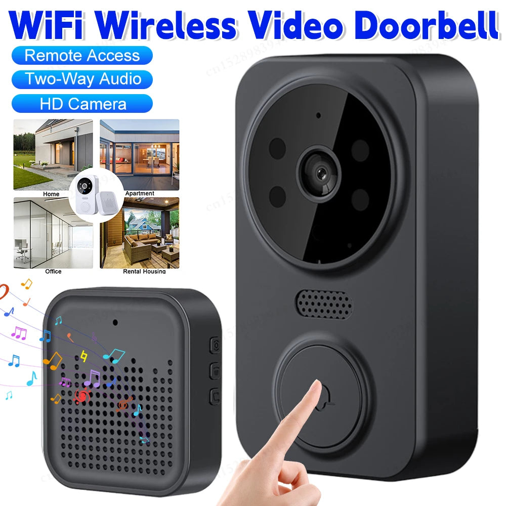 WiFi Smart Audio Doorbell Camera 2-Way Audio Wireless Visual Intercom Doorbell with Remote Monitor Indoor Outdoor Surveillance